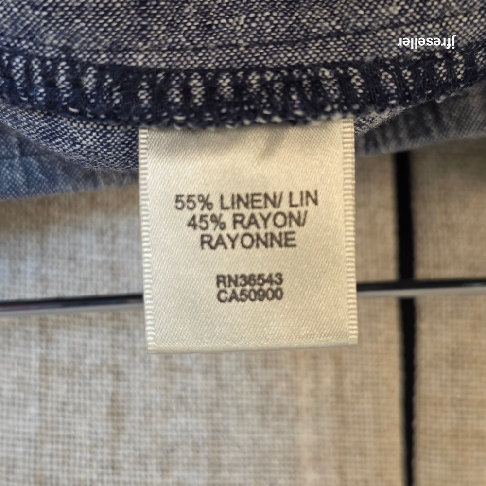 Van Heusen Womens Blue Linen Blend Drawstring Jogger Crop Pants Size 10 Casual - Picture 4 of 6